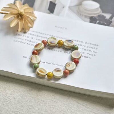 Ceramic bracelet, national style gift, hand-woven