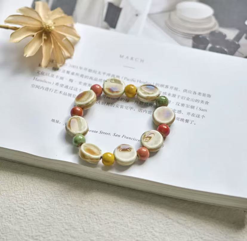 Ceramic bracelet, national style gift, hand-woven