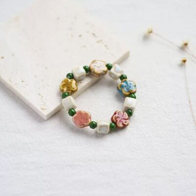Ceramic bracelet, national style gift, hand-woven