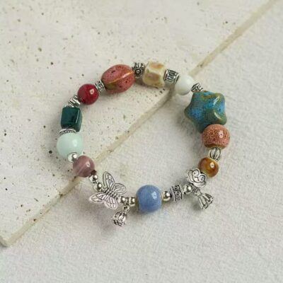 Ceramic bracelet, national style gift, hand-woven