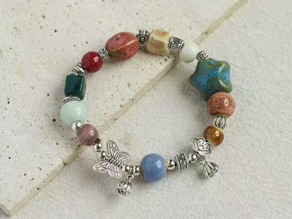 Ceramic bracelet, national style gift, hand-woven