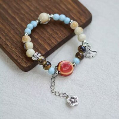 Ceramic bracelet, national style gift, hand-woven