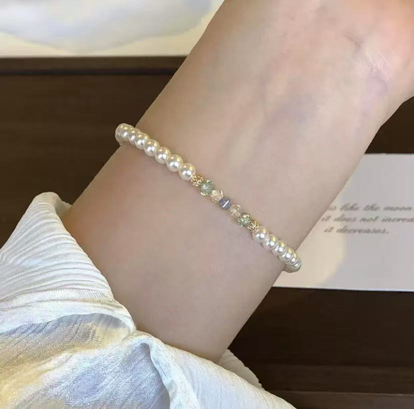 Colorful crystal beads, Shijia pearl bracelet