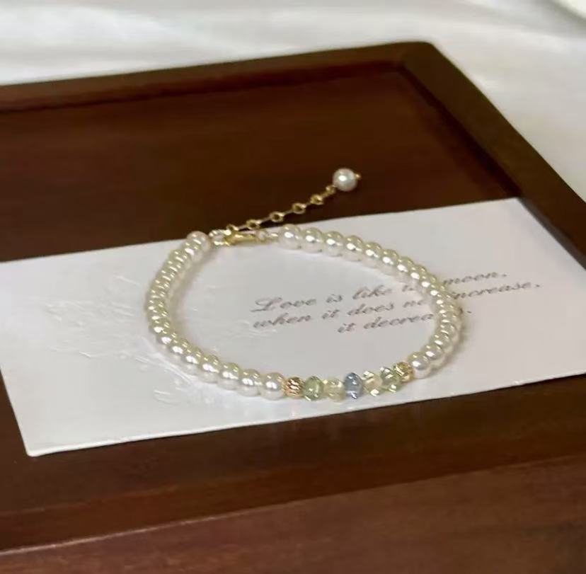 Colorful crystal beads, Shijia pearl bracelet