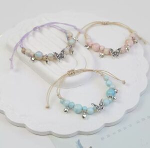 Artistic ceramic flower glaze gradient colored bead bracelet