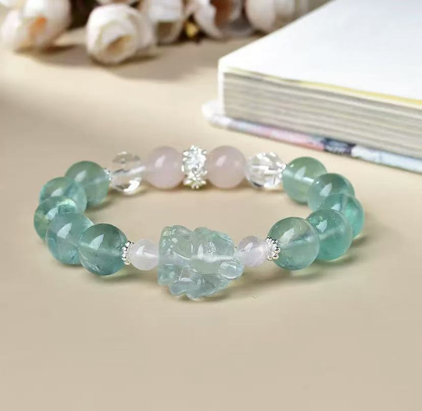 Fluorite Nine-tailed Fox Rose Quartz Fashion Bracelet