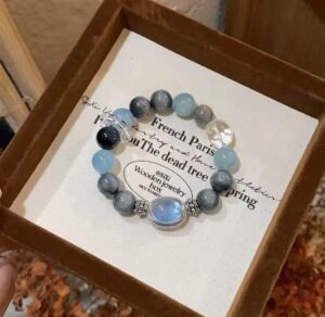 Artistic ceramic flower glaze gradient colored bead bracelet