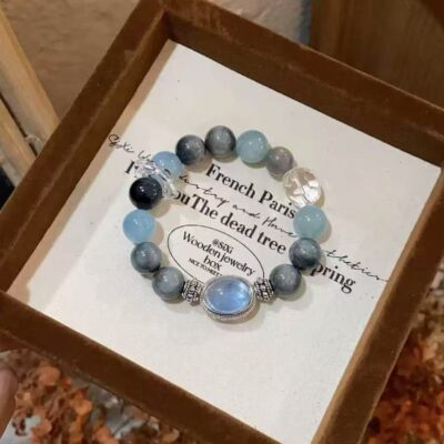 Natural Aquamarine Magic Box Eagle Eye Stone Bracelet