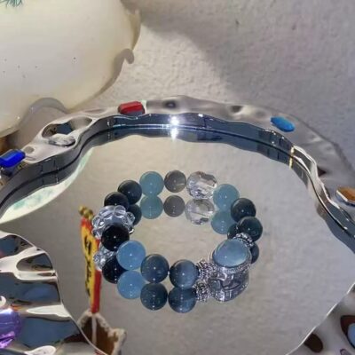 Natural Aquamarine Magic Box Eagle Eye Stone Bracelet