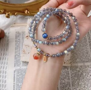 Purple crystal wrapped crystal glass beads bracelet