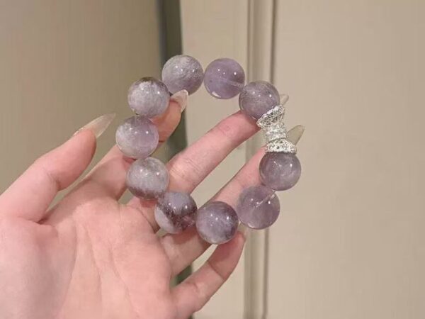 Purple Dream Galaxy Gray Purple Rabbit Hair Crystal Bracelet