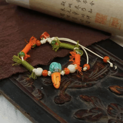Retro literary fringe ceramic bracelet