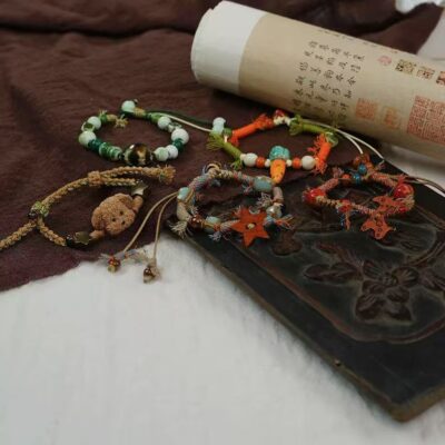 Retro literary fringe ceramic bracelet