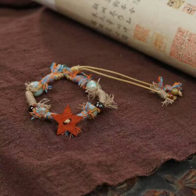 Retro literary fringe ceramic bracelet