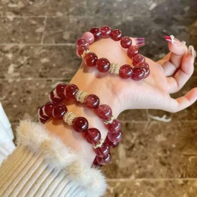 Starlight pigeon's blood red strawberry crystal bracelet