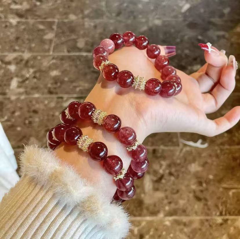 Starlight pigeon's blood red strawberry crystal bracelet