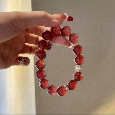 Starlight pigeon's blood red strawberry crystal bracelet