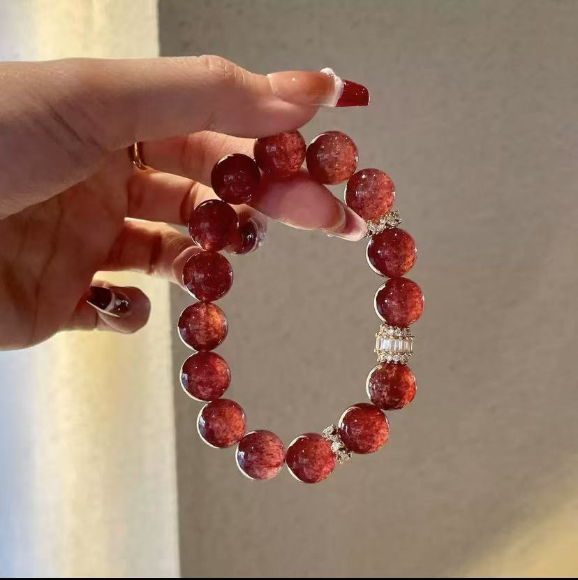 Starlight pigeon's blood red strawberry crystal bracelet