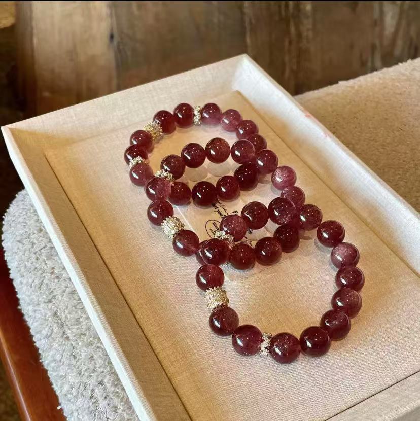 Starlight pigeon's blood red strawberry crystal bracelet